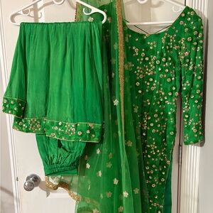 Green Embellished Traditional Outfit